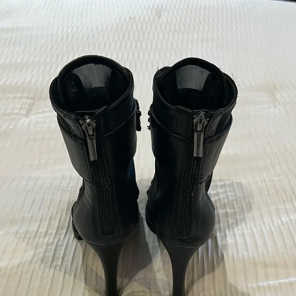 Women’s Karl Lagerfeld Black Sheer Jeweled Zipper Ankle Boots Size 6 - Picture 9 of 13